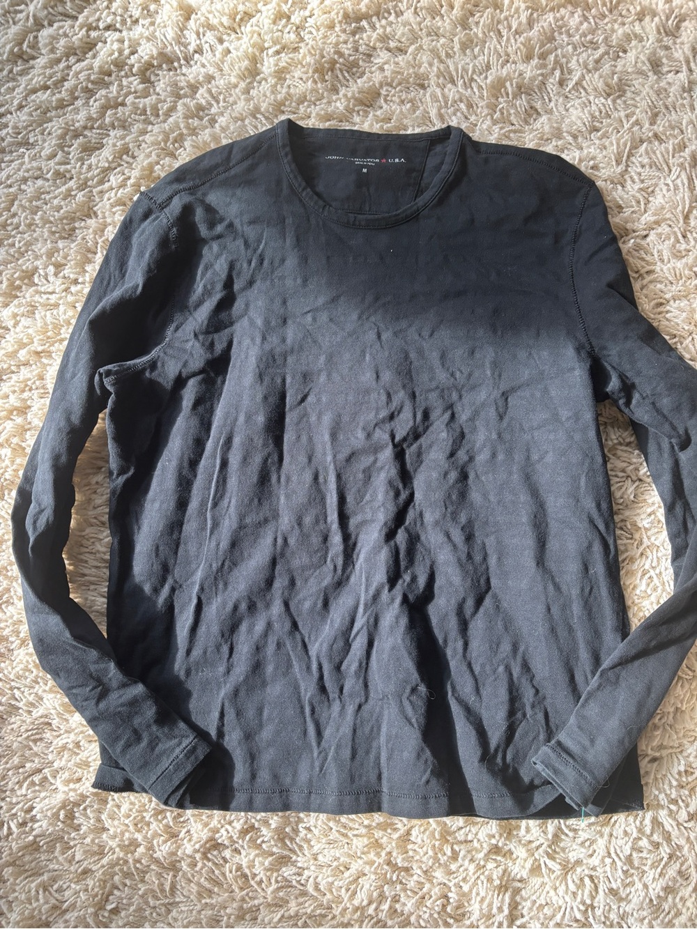 John Varvatos Classic Black Long-Sleeve Crewneck Shirt - Men’s medium